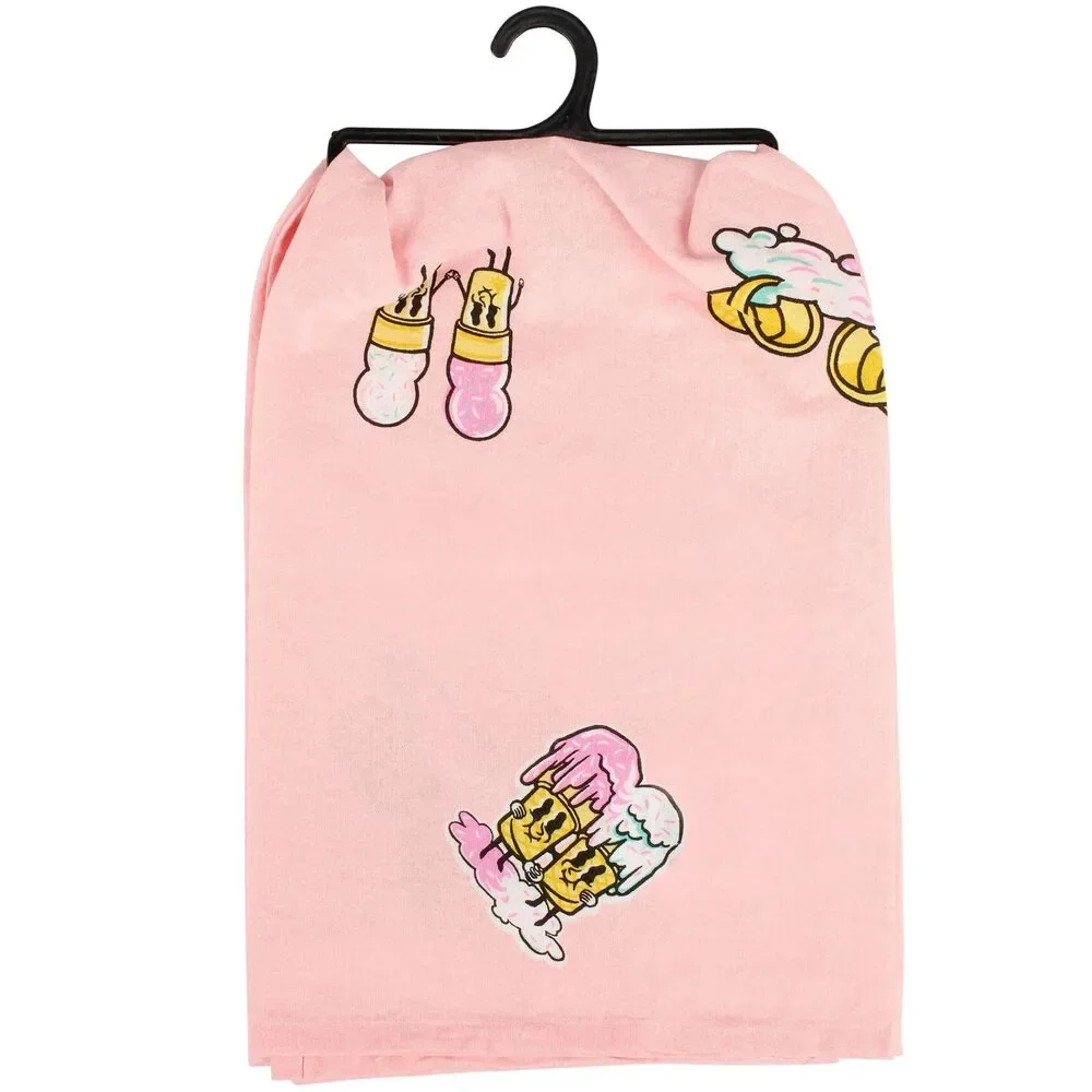 You Make Me Melt Kitchen Towel | Pink Ice Cream Cotton Dish Towel | 28” x 28”